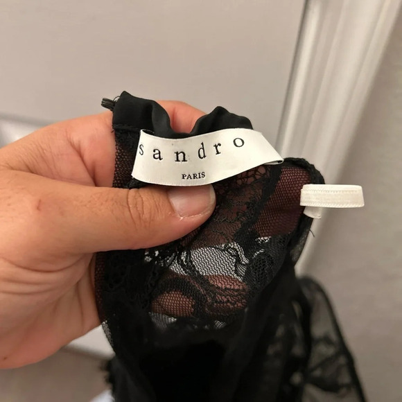 Sandro Paris Sleeveless Slip Dress with Black Lace - Size Small (Sandro Size 1) - Picture 6 of 8